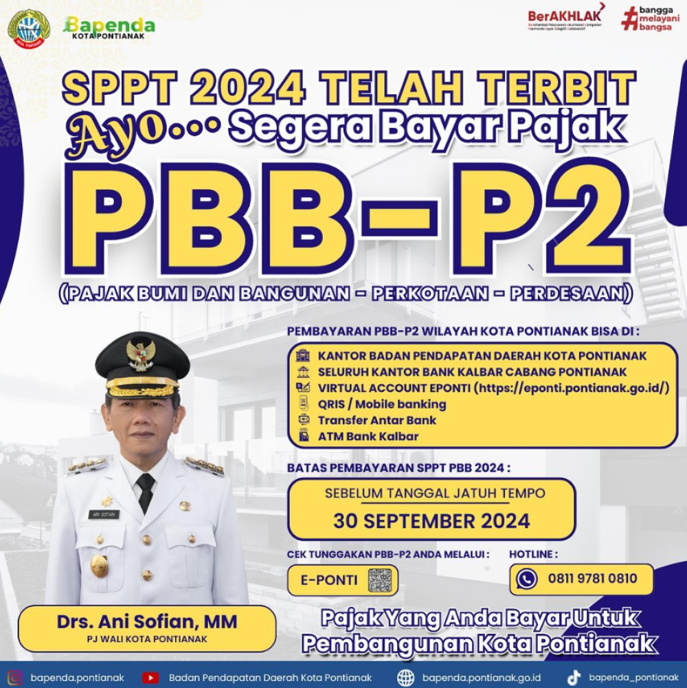 Informasi - SPPT PBB-P2 Kota Pontianak Tahun 2024 Telah Terbit | BADAN ...